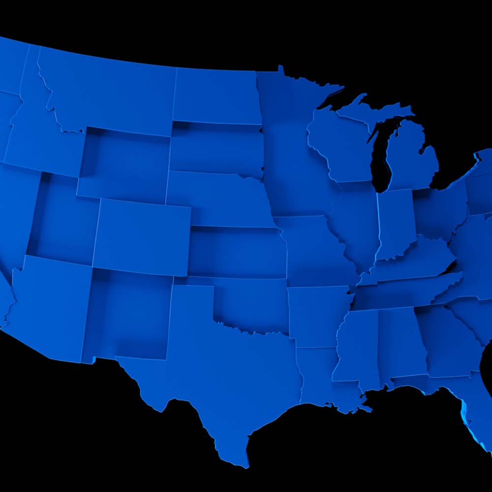 blue map of the united states